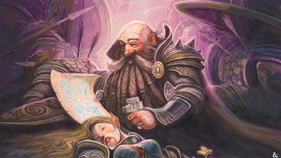 DnD exhaustion 5e - Wizards of the Coast art of a dwarf healing a wounded elf