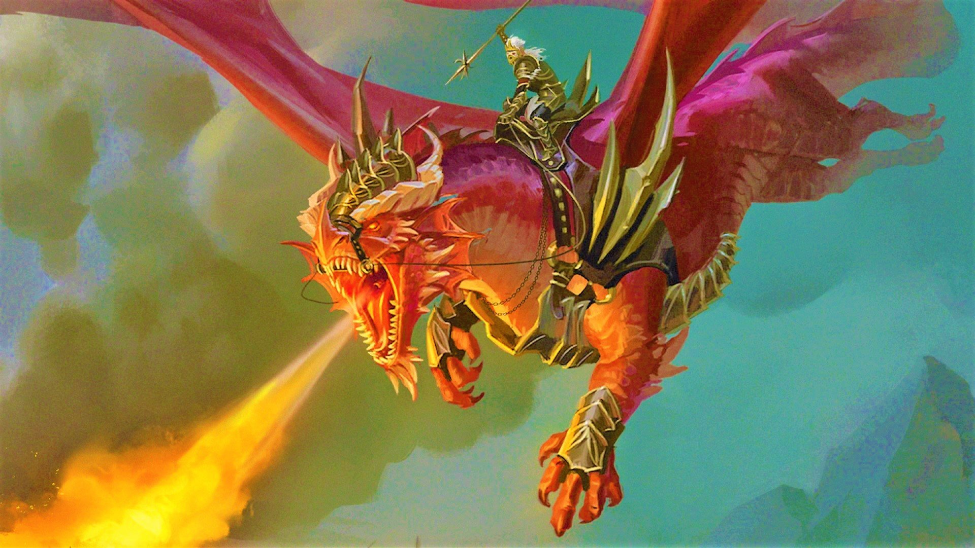 DnD how to be a DM - Wizards of the Coast art of a soldier riding a dragon as it breathes fire