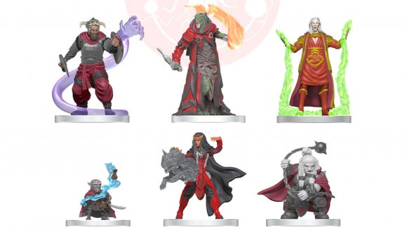 DnD Onslaught Wizkids DnD miniatures - Wizkids sales photo showing the Red Wizards miniatures