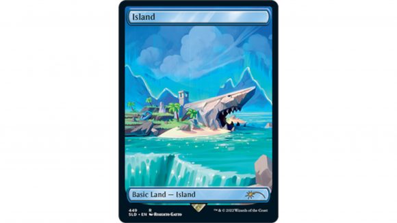 MTG spoilers fortnite secret lair cards - Wizards promotional photo showing the Land card Island
