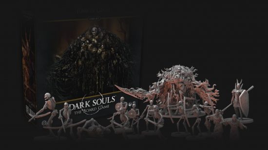 Dark Souls the Board Game - Steamforged Games photo of Tomb of Giants minis and expansion box