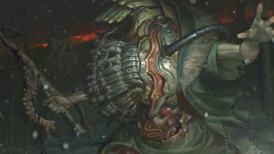 MTG Dominaria United - a horrifying phyrexian abomination with exposed guts.