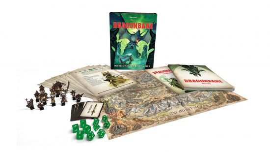 Dragonbane Kickstarter launch photo of the core Dragonbane RPG set