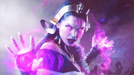 MTG Dominaria United poison planeswalker teaser - Wizards of the Coast art of Liliana Vess