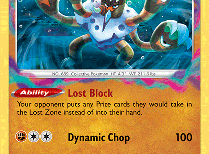 Pokemon trading card game Sword and Shield Lost Origins spoilers - card preview image showing Barbaracle