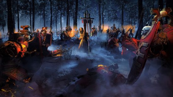 Total War Warhammer 3 - Khorne troops fighting Kislev.