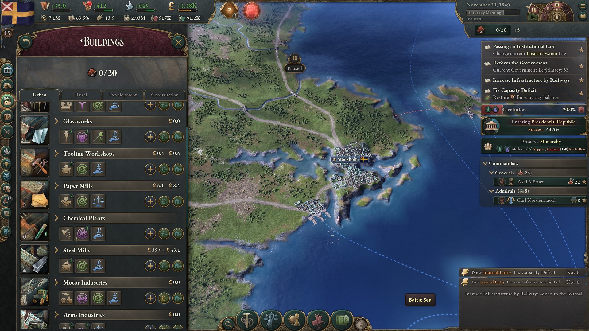 Victoria 3 screenshot showing different buildings