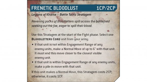 Warhammer 40k codex updates Khorne day - rules description for Frenetic Bloodlust stratagem