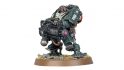 Warhammer 40k Leagues of Votann Squats Brokhyr Thunderkyn look like Fallout Brotherhood of Steel - Warhammer Community photo showing a Thunderkyn model at an angle with their visor mask over their face