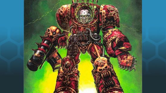 warhammer plus 40k - artwork of a world eater terminator