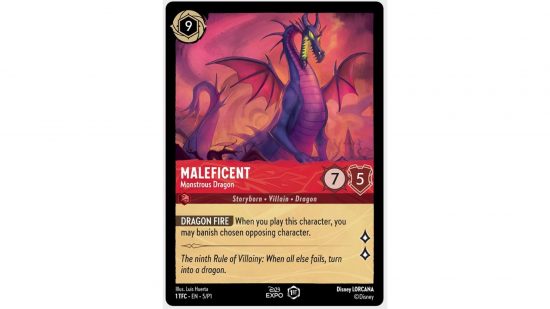 Disney Lorcana D23 cards revealed - TCG card of Maleficent as a dragon