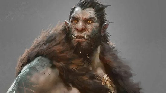 DnD Half-orc 5e race guide - Wizards of the Coast artwork showing a Half-orc character wearing furs