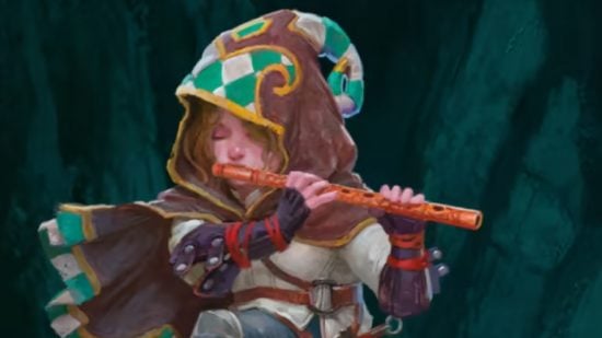 One DnD - a halfling playing a pipe.