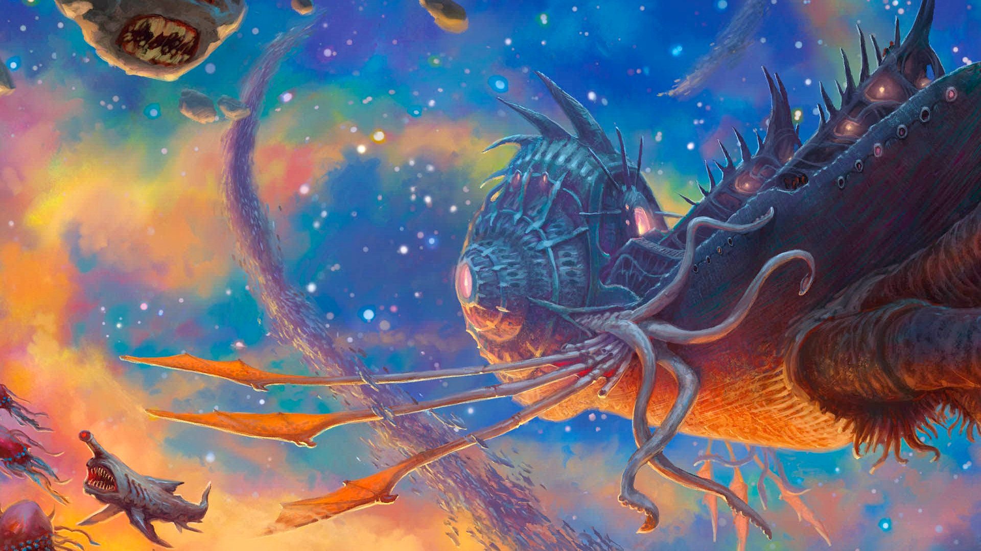 DnD one shots guide - Wizards of the Coast artwork showing an Illithid Nautiloid flying through space