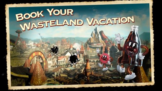 Fallout 4 skirmish board game announced - Bethesda trailer image of a Nuka World postcard