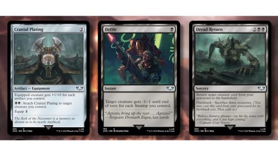 MTG Warhammer 40k - several MTG cards reprinted with a Necron theme.