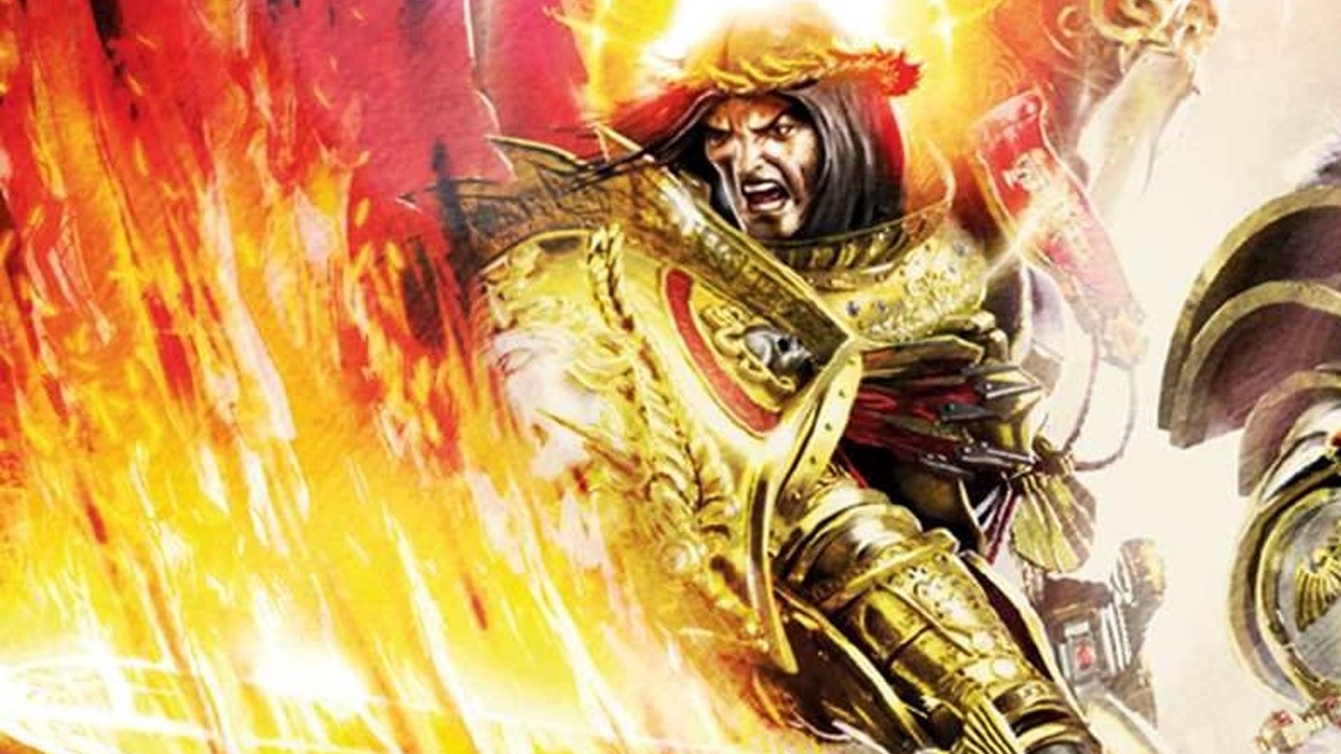 Warhammer 40k Emperor of Mankind guide - Games Workshop artwork showing the Emperor in battle with his flaming sword