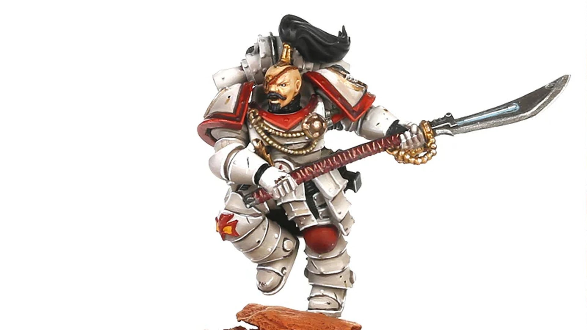 Warhammer 40k Jaghatai Khan guide - Warhammer Community image showing the Horus Heresy White Scars Praetor model