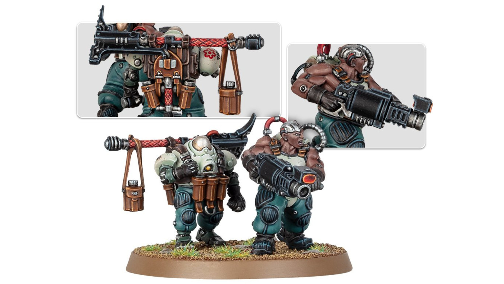 Warhammer 40k Leagues of Votann guide - Games Workshop photo showing the Cthonian Beserks Mole Grenade Launcher model