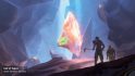 MTG The Brothers' War artwork showing a cave with a giant glowing rock
