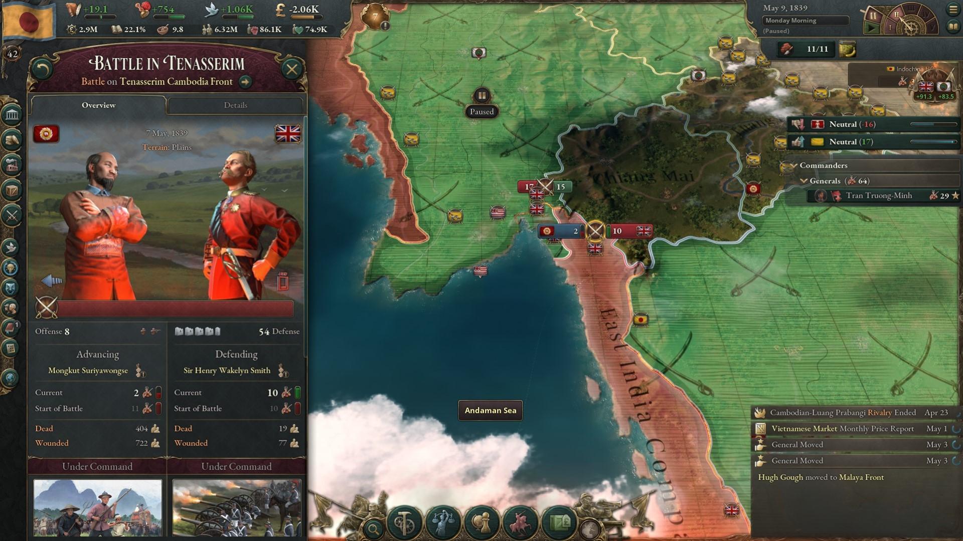 Victoria 3 review - a battle between Siam and Great Britain
