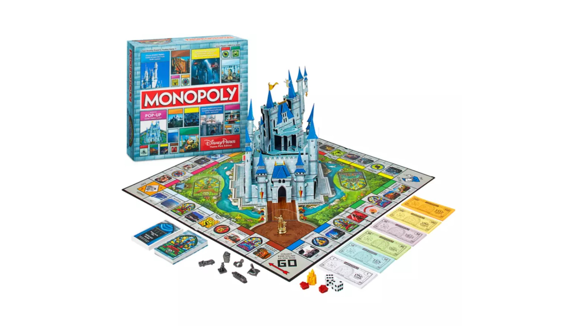 Disney board games - Disney Parks Monopoly with pop-up Cinderella castle