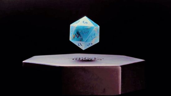 DnD dice - a blue floating d20