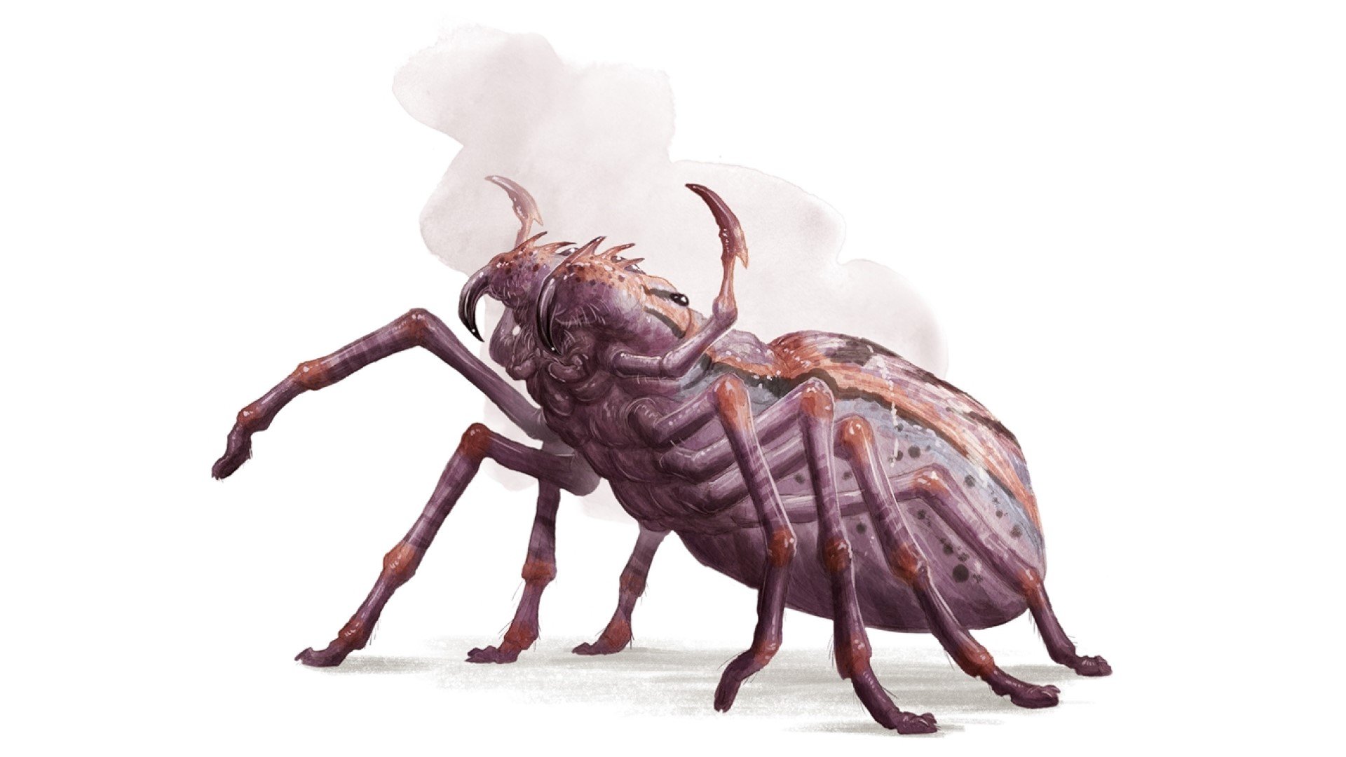 Dnd Giant Spider 5e - a pinkish giant spider monster with its fangs bared.
