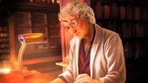 Dungeon Crawlers - Mansions of Madness board game character art of a woman in a white lab coat and gloves