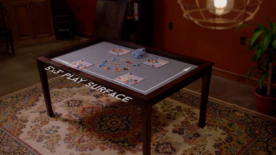 gaming tables - a board game table with a game of azul taking place.