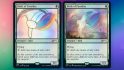 Magic: The Gathering: Two versions of the MTG card birds of paradise, one drawn by a child and the other a professional artists' recreation of that drawing