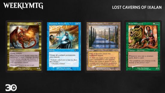magic the gathering anniversary promo cards from the upcoming MTG set Lost Caverns of Ixalan