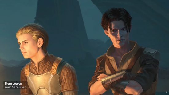 MTG The Brothers' War - artwork of brothers Urza and Mishra as children, looking angry at each other.