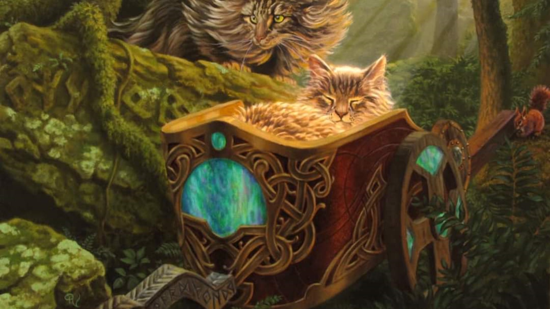 Magic the Gathering a cat inside a chariot