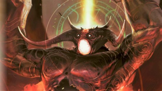 MTG - a demon with its mouth wide open in a wrathful scream.