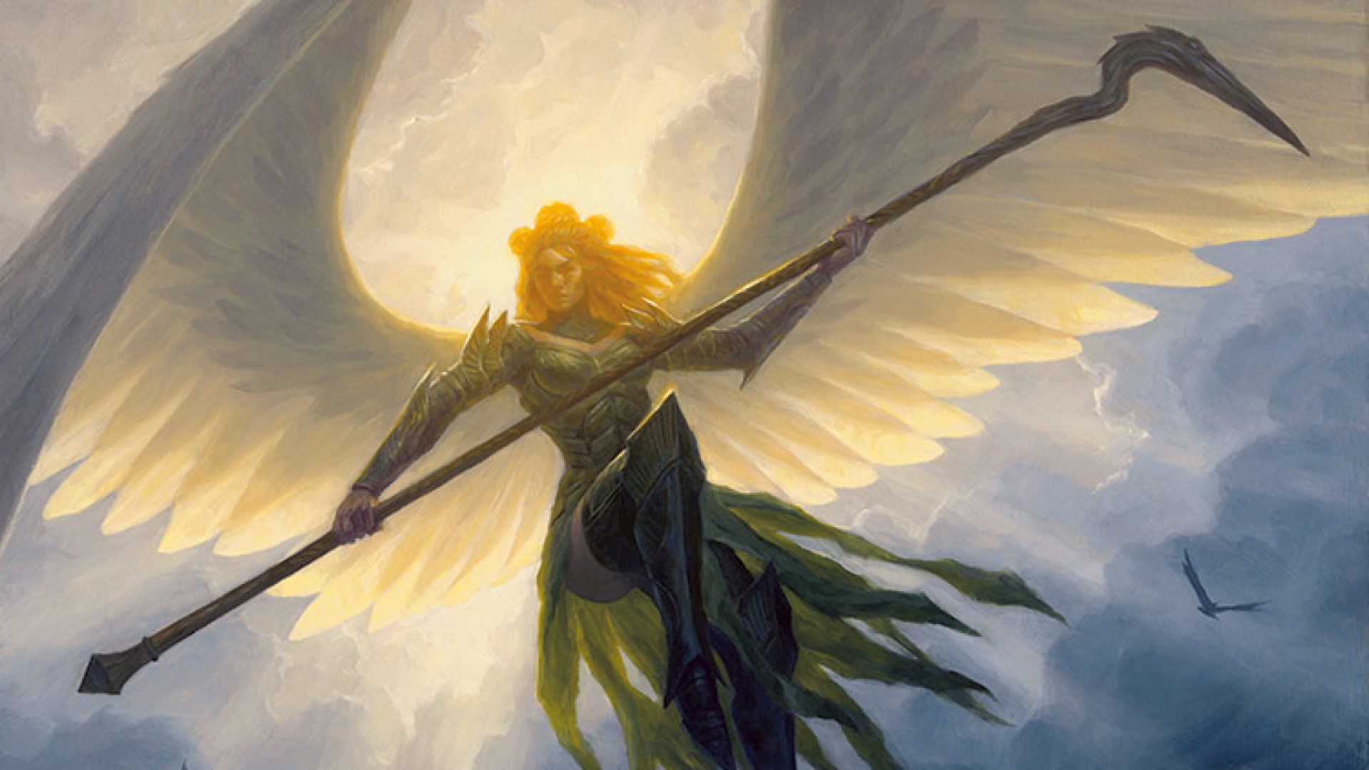 MTG hexproof: An angel lit up by a full moon