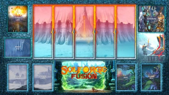 SolForge Fusion release date - Stone Blade Entertainment image showing the SolForge Fusion player board and layout