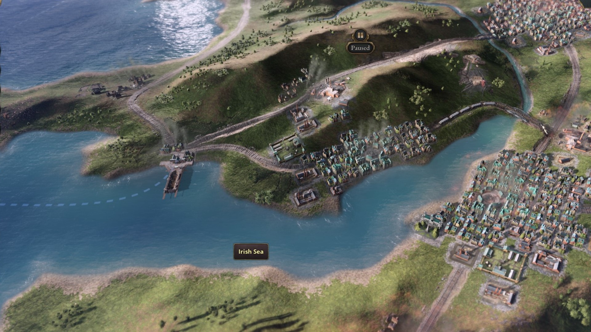 Victoria 3 review - the coast of britain, showing large cities.