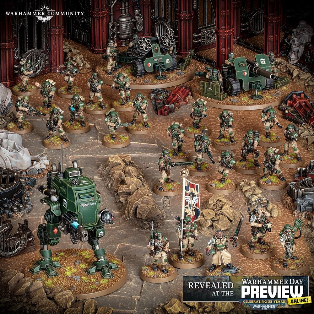 Warhammer 40k Astra Militarum army set release - Games Workshop image showing all the models in the new army set