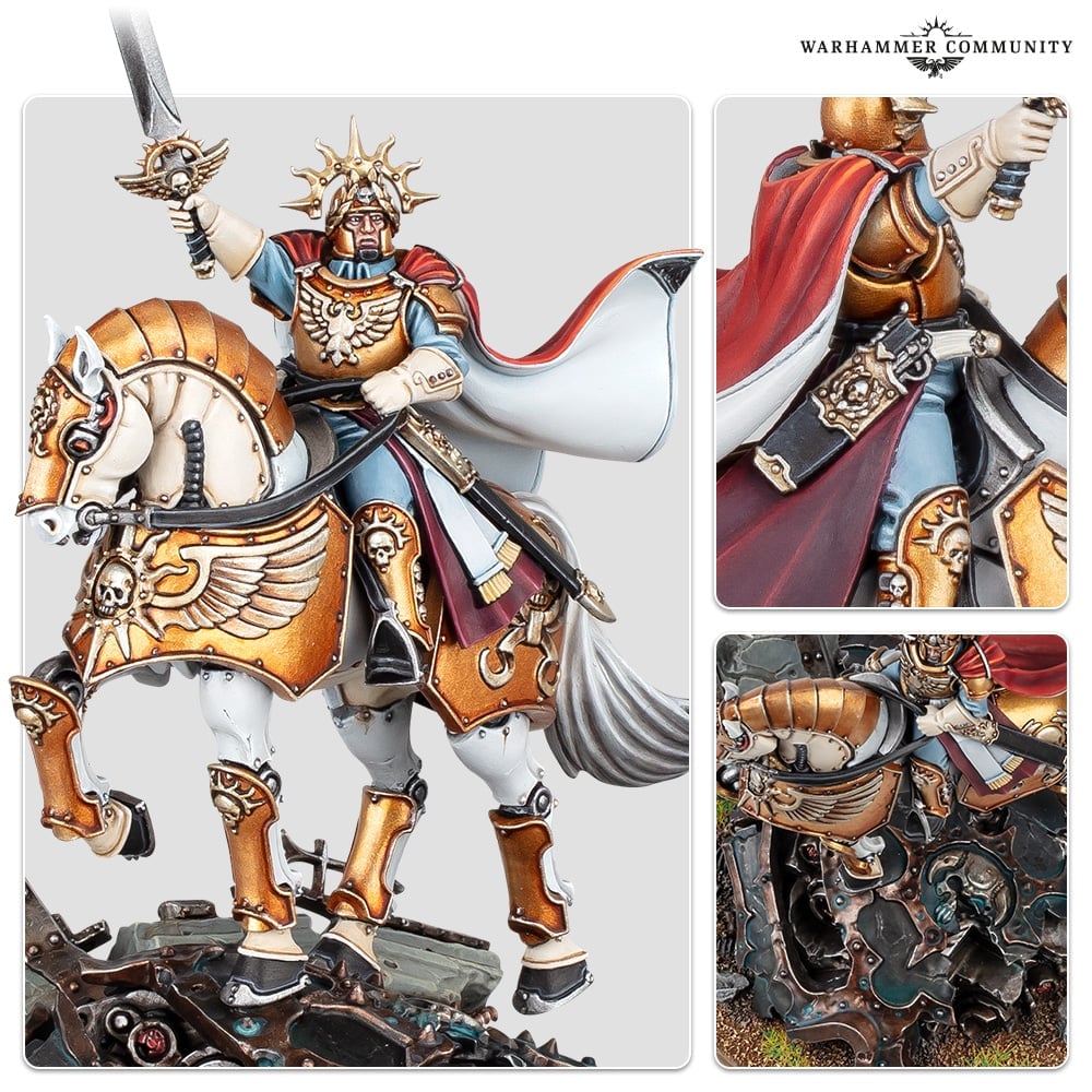 Warhammer 40k Imperial Guard Lord Solar Leontus model - Games Workshop image showing several close up details of the Lord Solar Leontus model