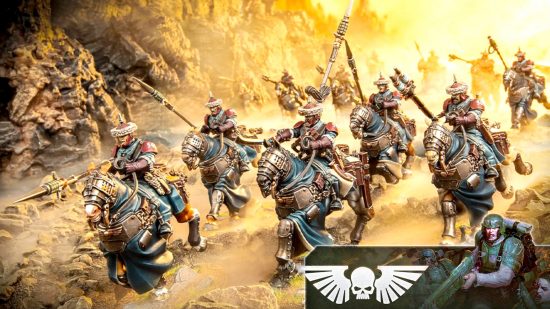 Warhammer 40k Imperial Guard Rough Riders plastic models reveal - Games Workshop image showing a full unit of Attilan rough riders charging into battle