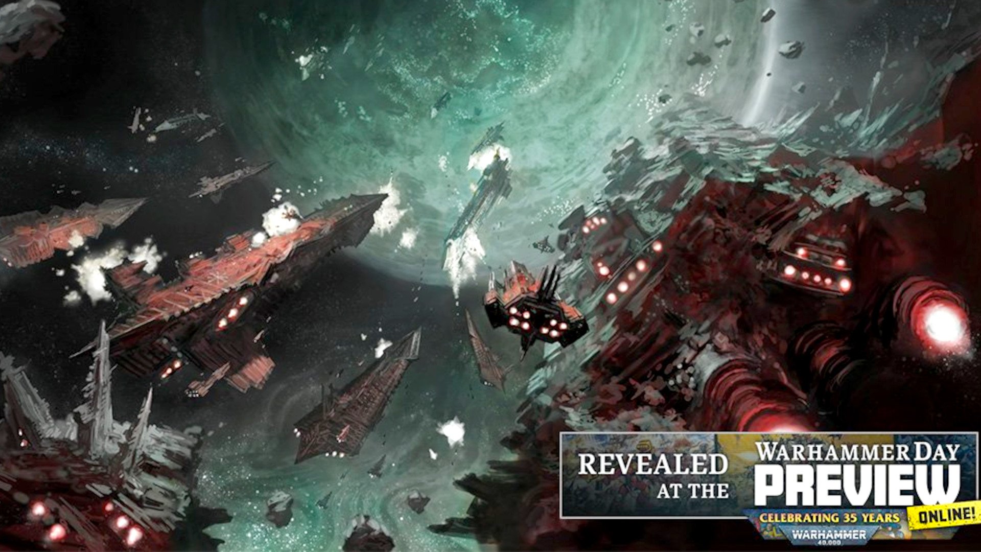 Warhammer 40k who is the Arkifane - Games Workshop image showing the Arkifane daemon meeting the Arks of Omen, Abaddon's new fleet of Space Hulks, flying off to war