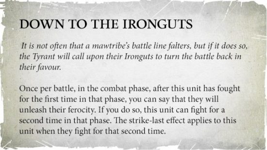 Warhammer Age of Sigmar Ogor Mawtribes rules update - Down to the Ironguts rules text from Games Workshop