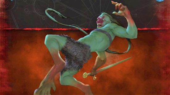 Warhammer Age of Sigmar Soulbound: A greenish undead ghoul flying through the air.