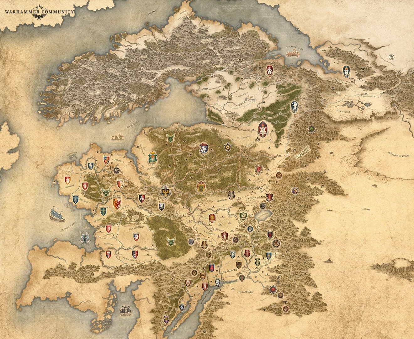 Warhammer the Old World release date - old world map from Games Workshop