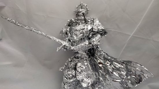 40k daemon foil sculpture - Photo by TheFoilGuy showing a foil sculpture of the Dark Angels Space Marine primarch Lion El Johnson