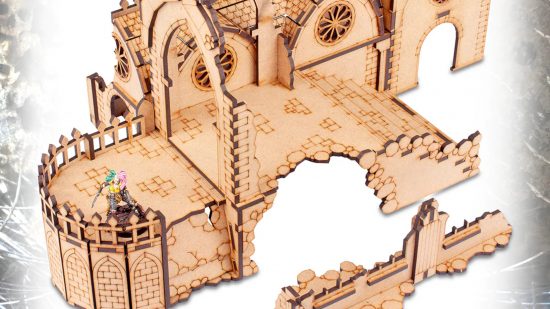 TTCombat Warhammer 40k terrain bundle - TTcombat image showing MDF model of a ruined pulpit from a cathedral