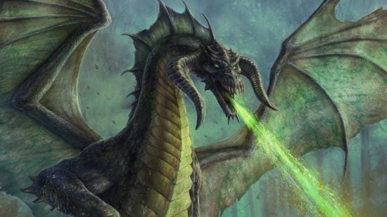 DnD Poisoned 5e guide - Wizards of the Coast artwork showing a Black Dragon using poison breath