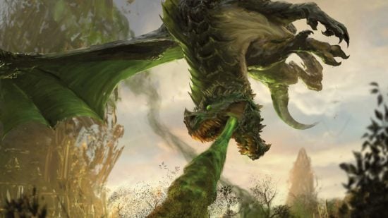 DnD Poisoned 5e guide - Wizards of the Coast artwork showing a Green Dragon using poison breath