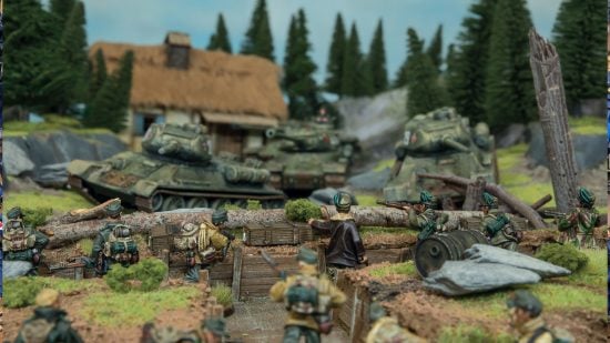Best miniature wargames - Bolt Action, a photo by Warlord Games of Hungarian infantry facing Soviet tanks